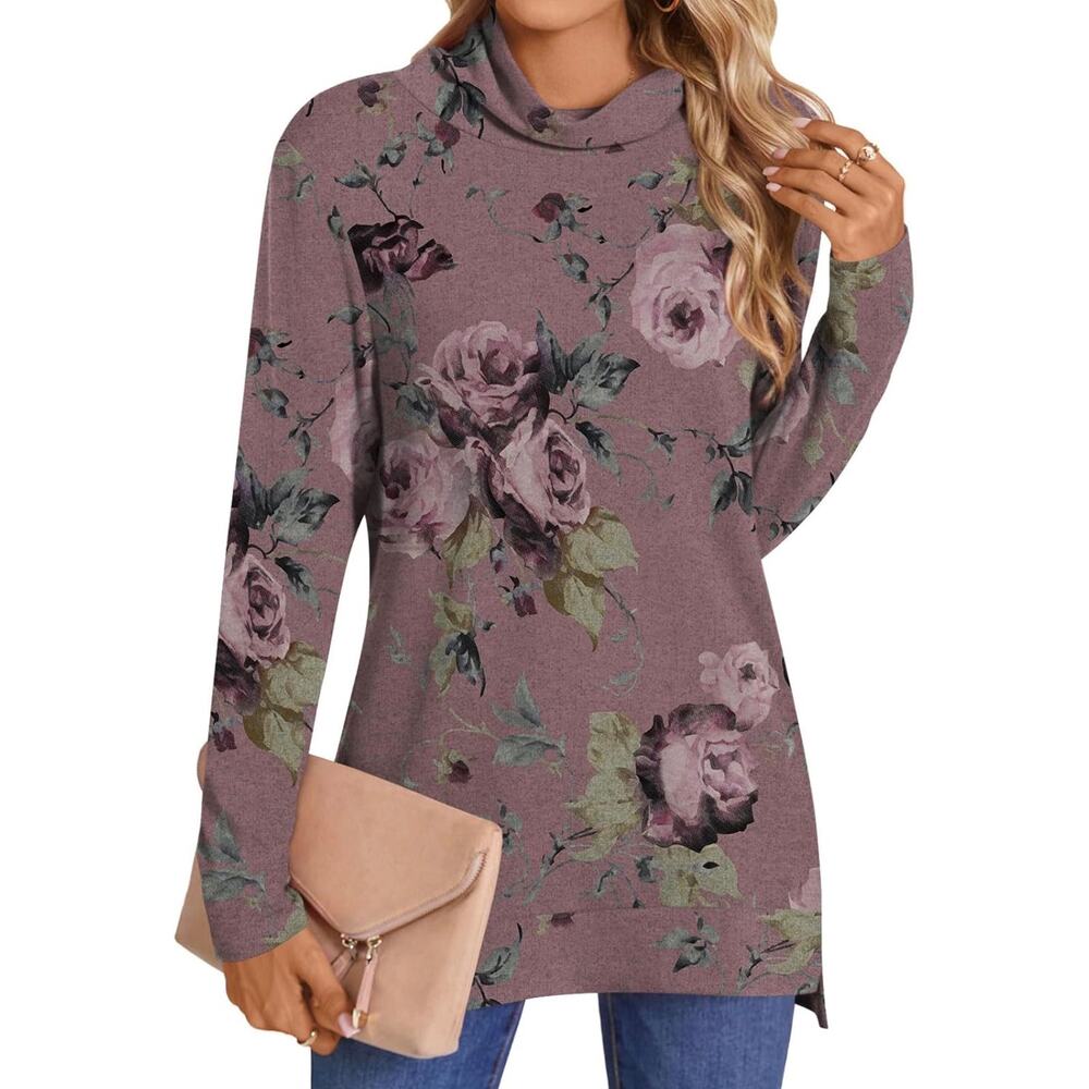 LONGYUAN Women's Tunic Top Long Sleeve Turtleneck Lightweight Sweater